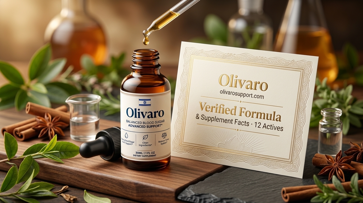 Olivaro verified botanical formula and 12 actives supplement facts certificate registered at olivarosupport.com